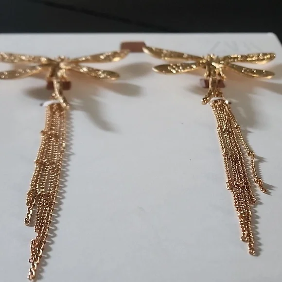 Zara Gold Dragonfly Earrings - Picture 11 of 12